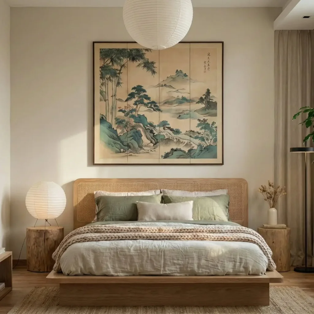 13. Japandi Aesthetic Bedroom Trend for Calm Living