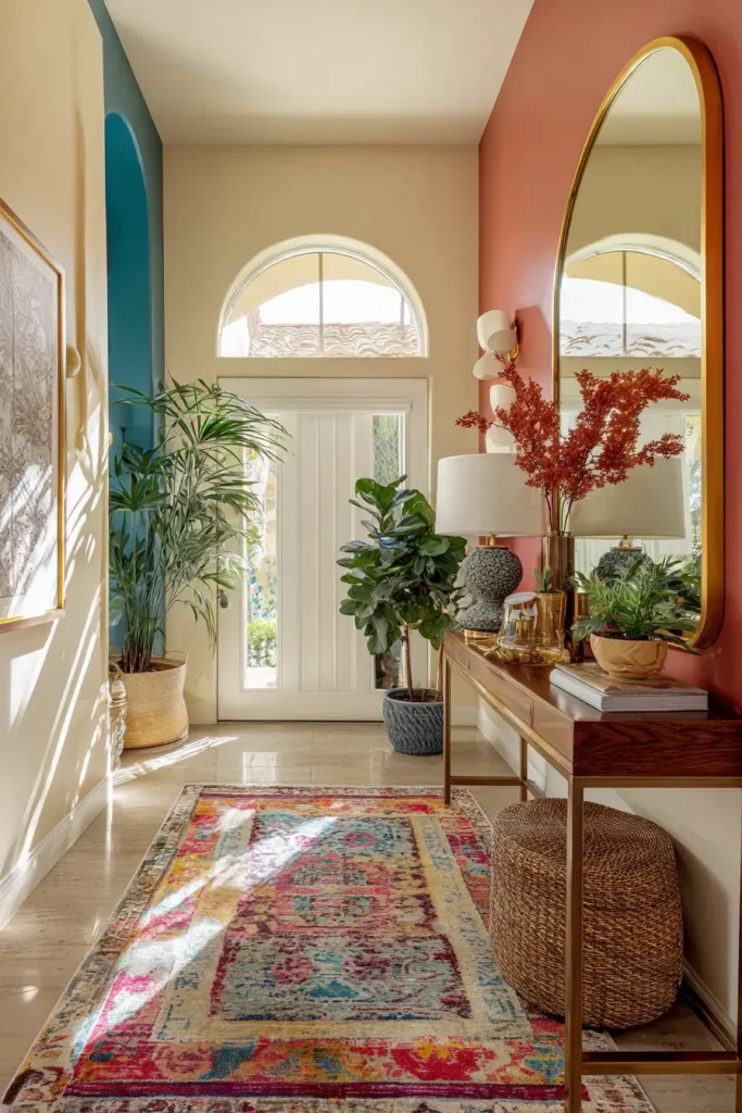 1. Hang a Statement Mirror to Make the Space Feel Bigger