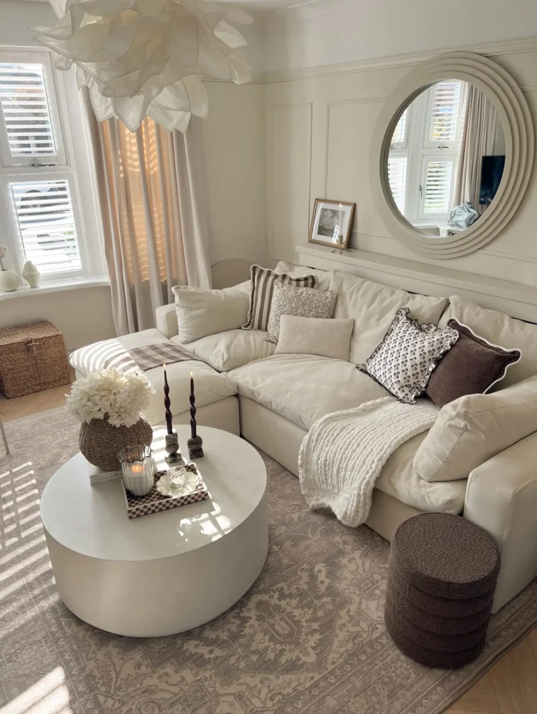 1. Start with a Neutral Foundation (Modern Farmhouse Living Room Base)