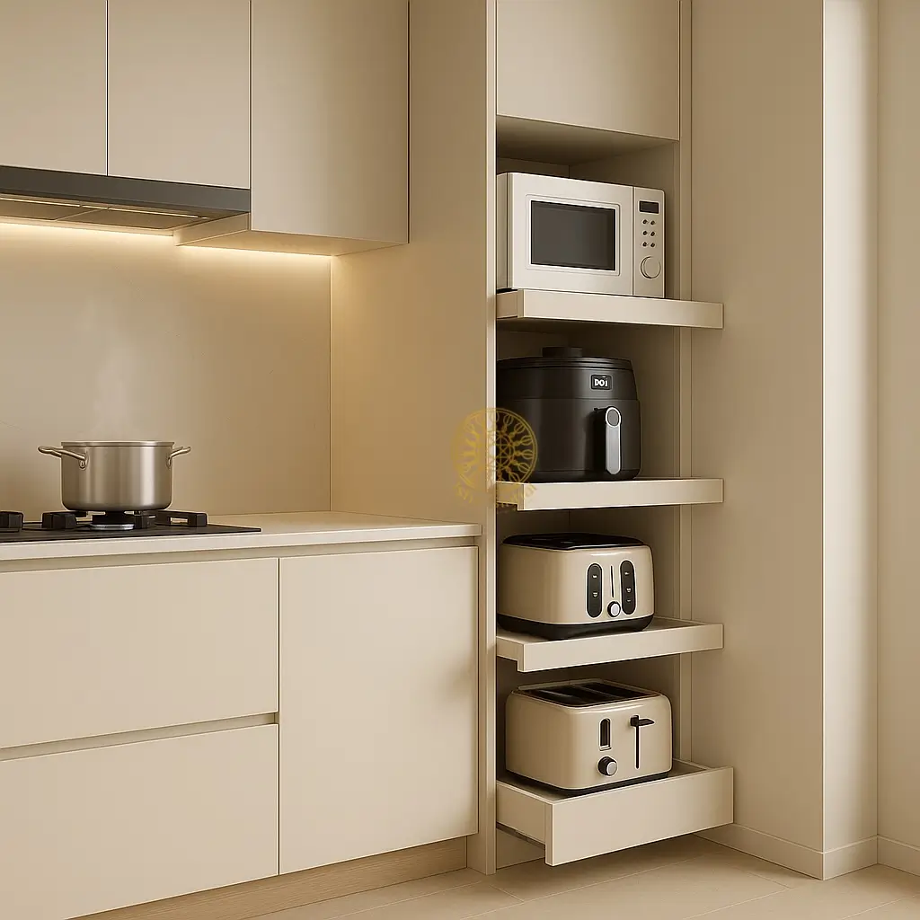 12. Concealed Kitchens Keep It Clean