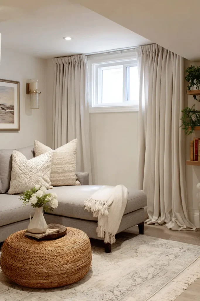 Use Curtains to Soften Small Windows