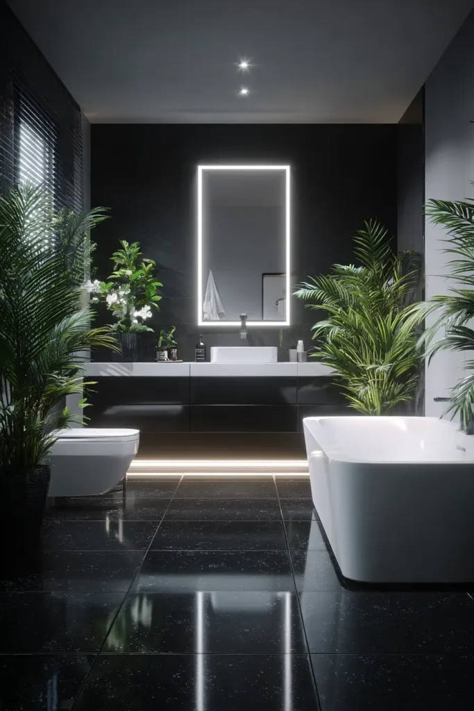 15. Smart Modern Black and White Bathroom