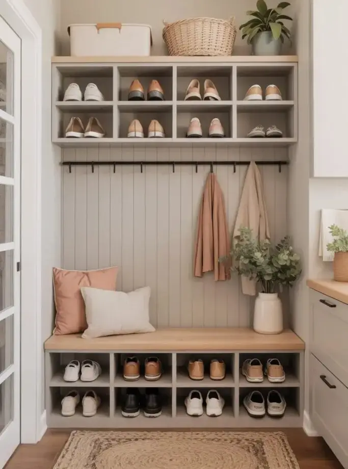 2. Built-In Bench and Cubby Storage: The Heart of the Mudroom