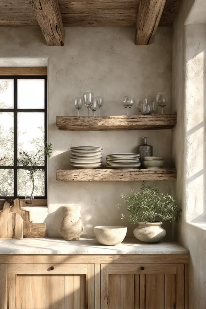 Open Shelving That Feels Rustic, Not Messy