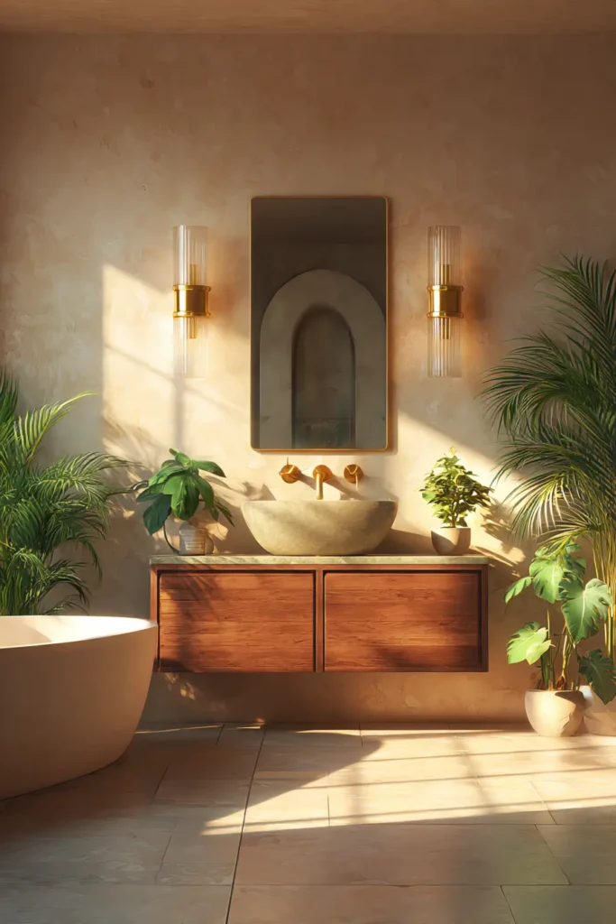 2. Wall Sconces on Both Sides of the Mirror