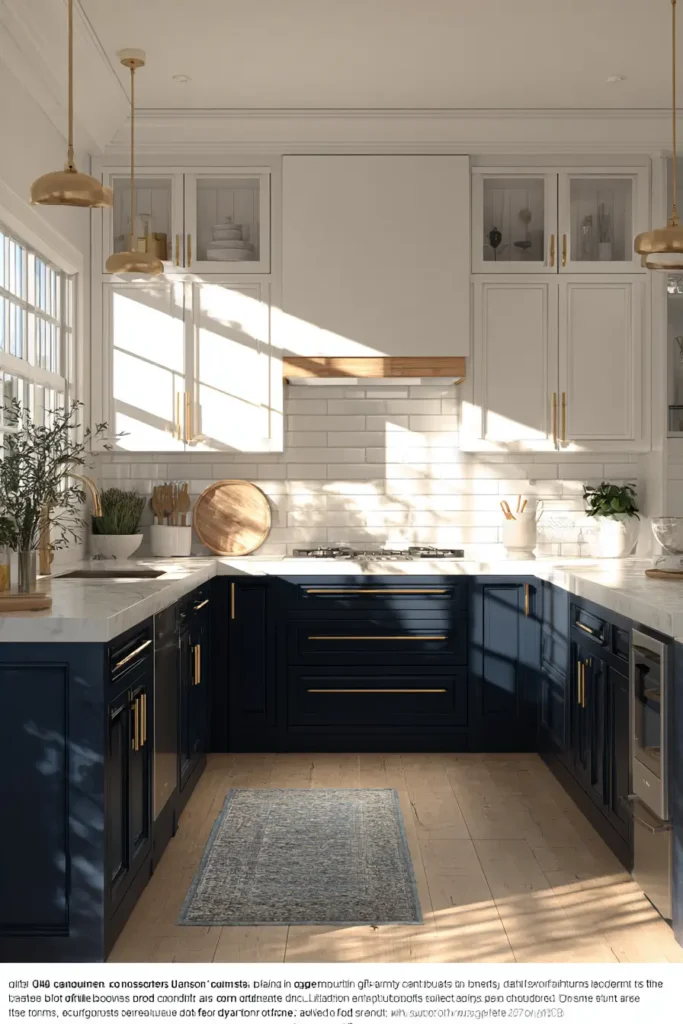 4. Two Tone Kitchen with Gold Hardware as the Unifier
