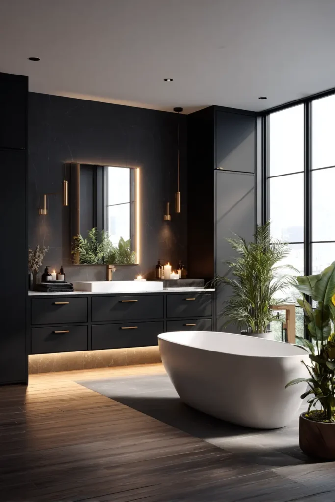 6. Black Vanity With White Countertop