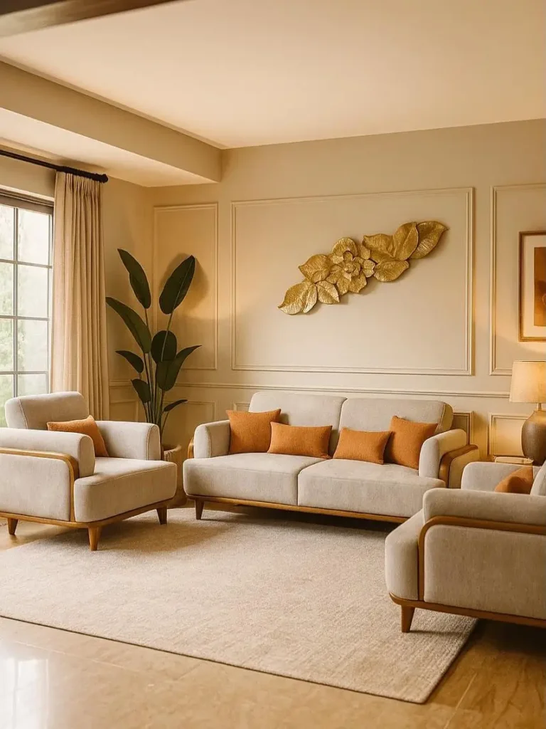 7. Mixed Material Sofa Frames Add Depth