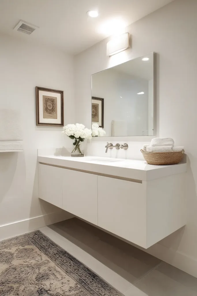 Try a Modern Floating Vanity for More Space