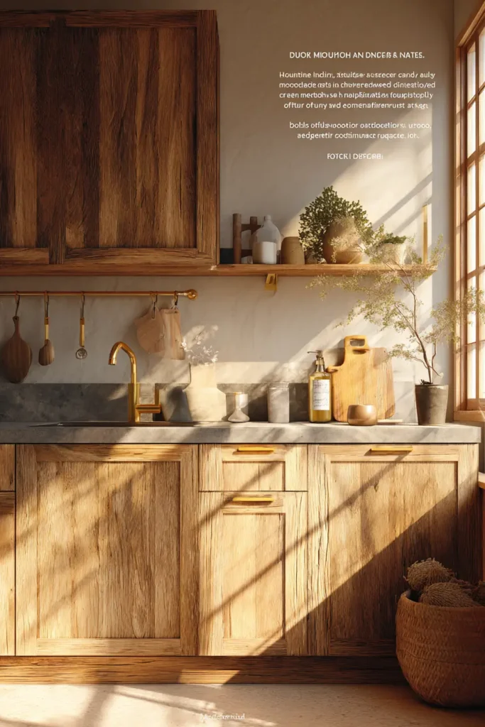 7. Wood Front Cabinets with Brushed Gold Pulls