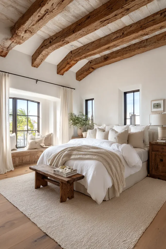 Beach House Luxe: Reclaimed Beams + Whitewashed Ceiling
