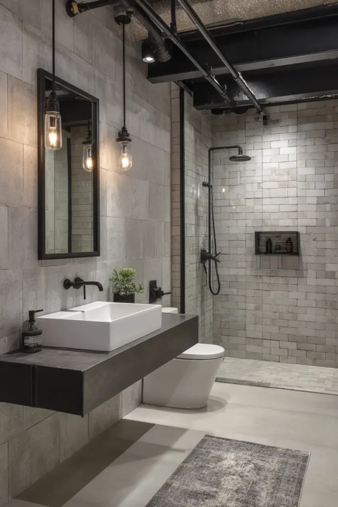 Embrace an Industrial Style That Fits the Basement