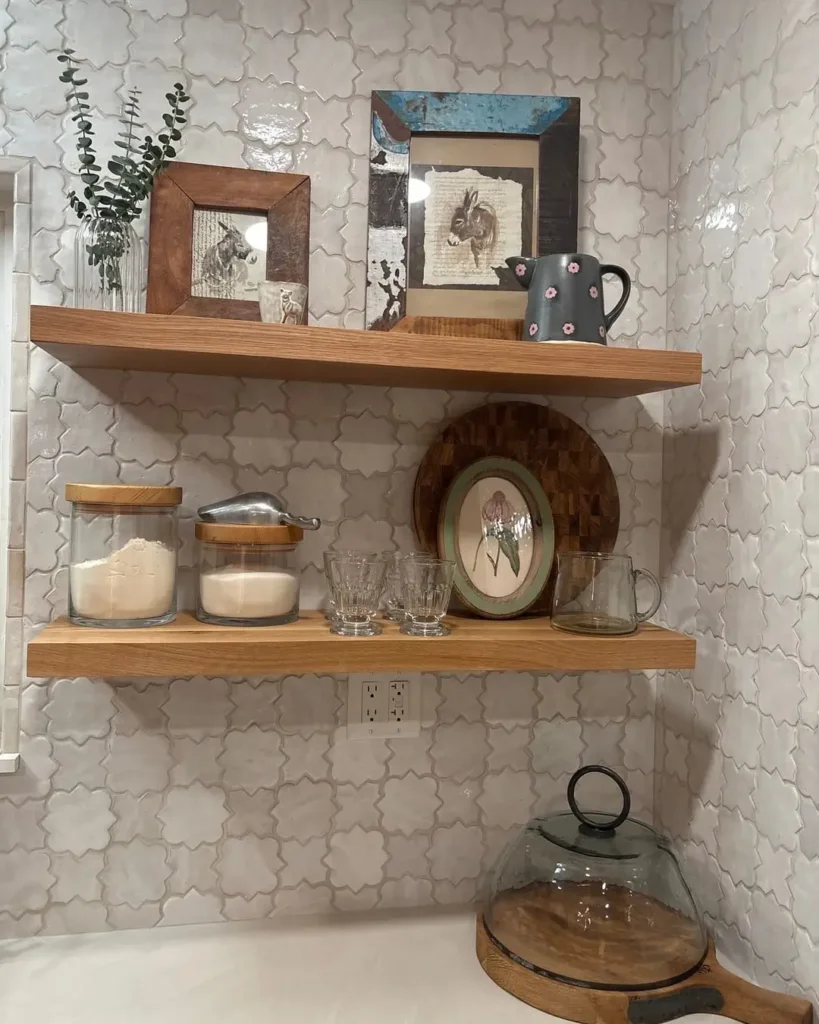 9. Install Floating Shelves Above Counters