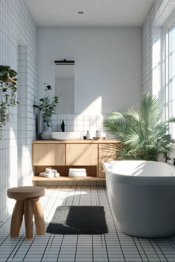 9. Scandinavian Style Monochrome Bathroom