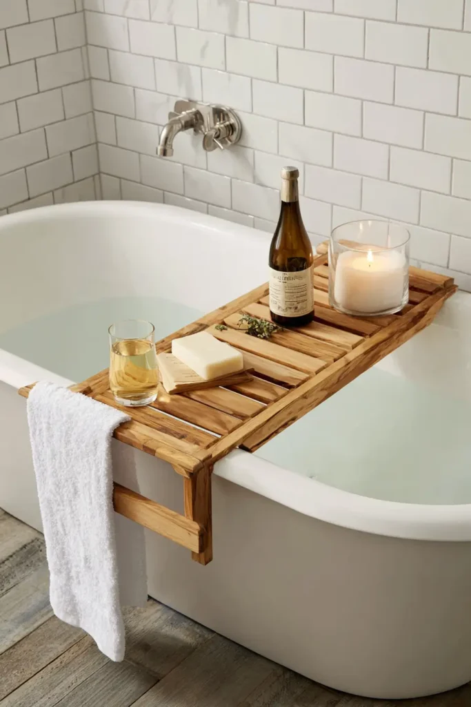  Get a Wooden Bath Caddy for the Tub