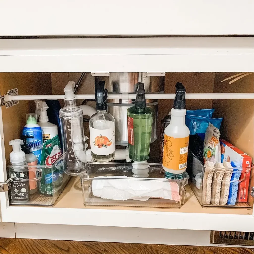 Hang a Tension Rod Under the Sink