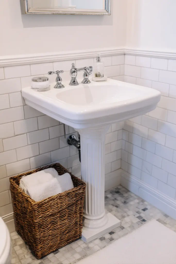 Pedestal Sinks With Hidden Storage Added On