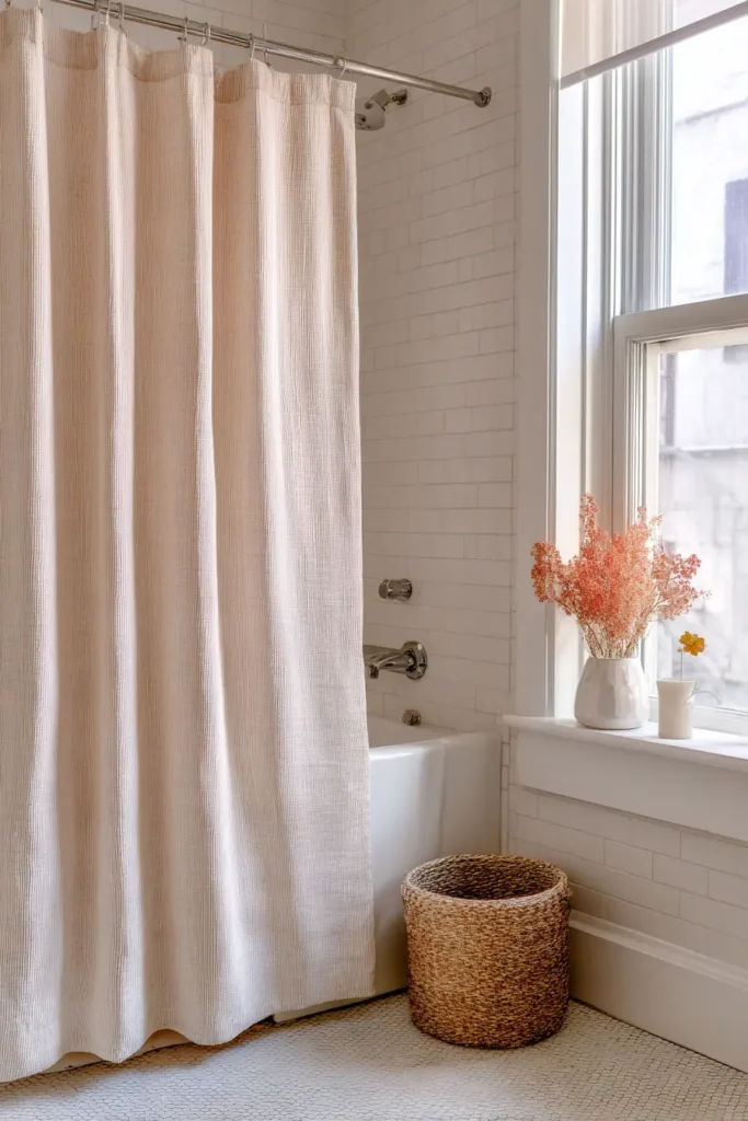 Swap Your Shower Curtain for a Linen or Waffle Weave One