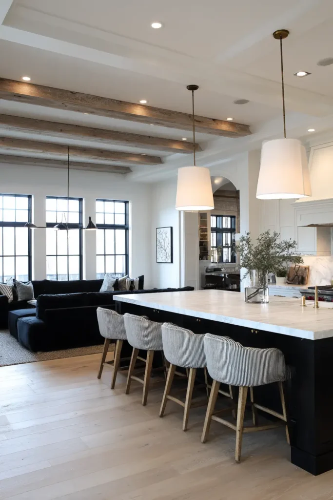 Use Recessed Lighting to Connect Both Rooms