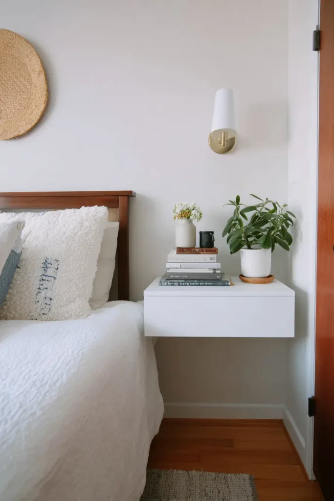 Use a Floating Nightstand Instead of a Bulky Table