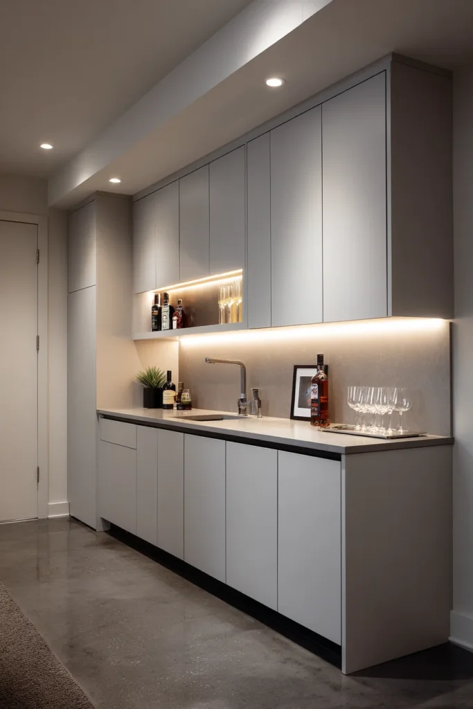 Modern Minimalist Basement Bar
