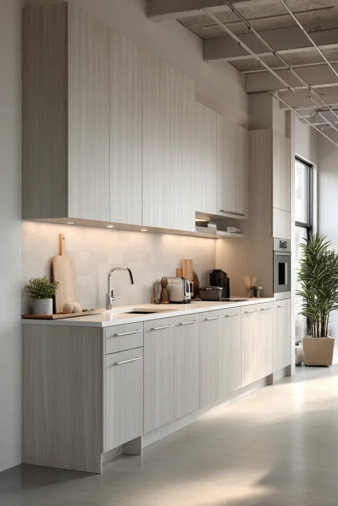 Single Wall Kitchenette for Narrow Basements