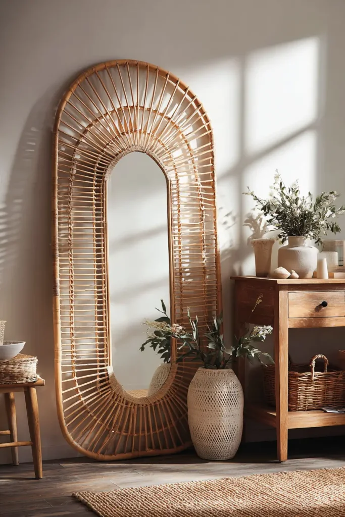 1. The Rattan Wall Mirror That Duplicates a $400 Anthropologie Piece