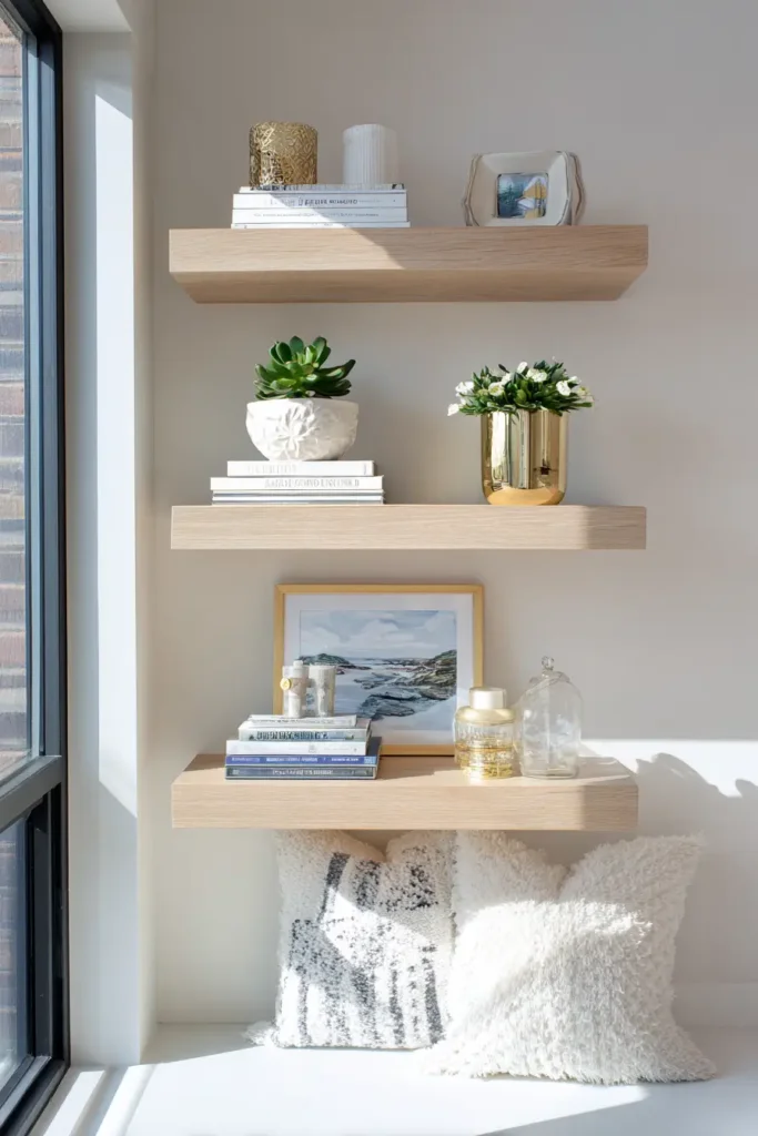 10. Add Floating Shelves for Style and Storage