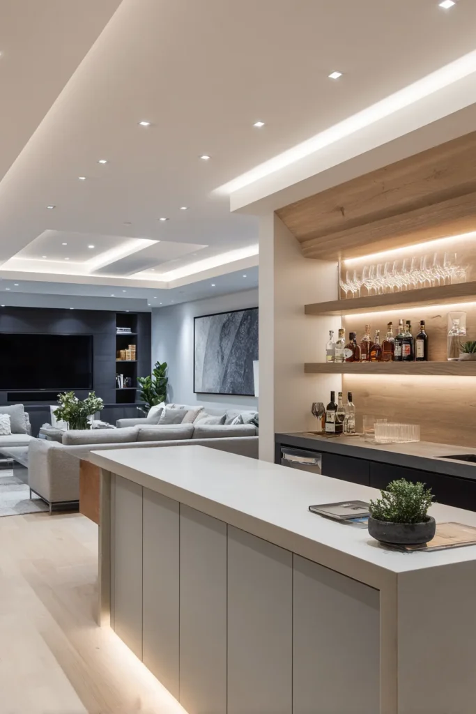 Open Concept Basement Bar
