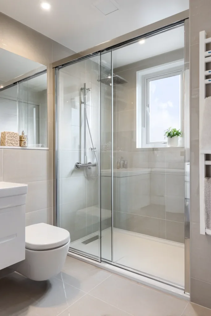 Sliding Door Shower for Space Saving Use