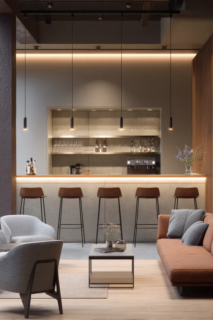 Basement Bar with Seating Area