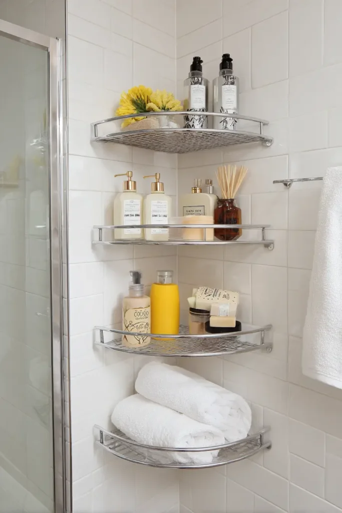 11. Corner shelves that use ignored wall space