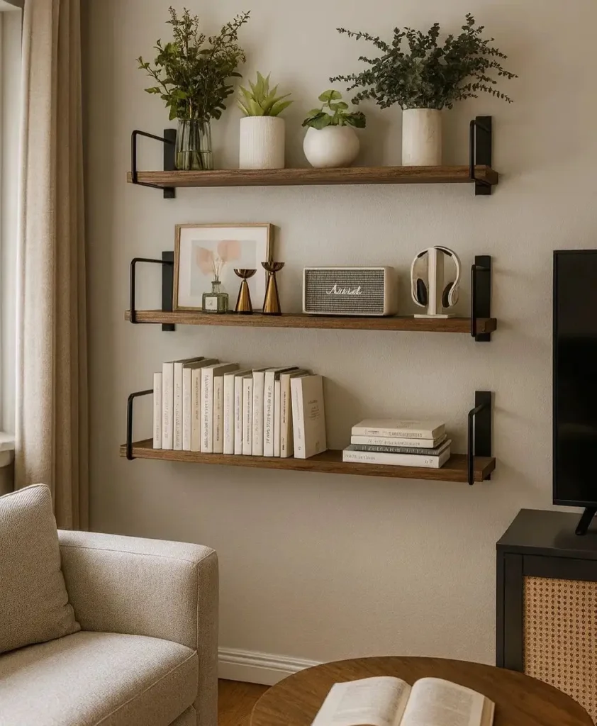 Install Floating Shelves (But Follow the “Rule of Thirds”)