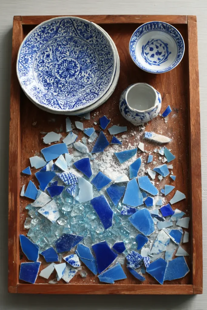 11. Mosaic & Broken Tile Trays (DIY)