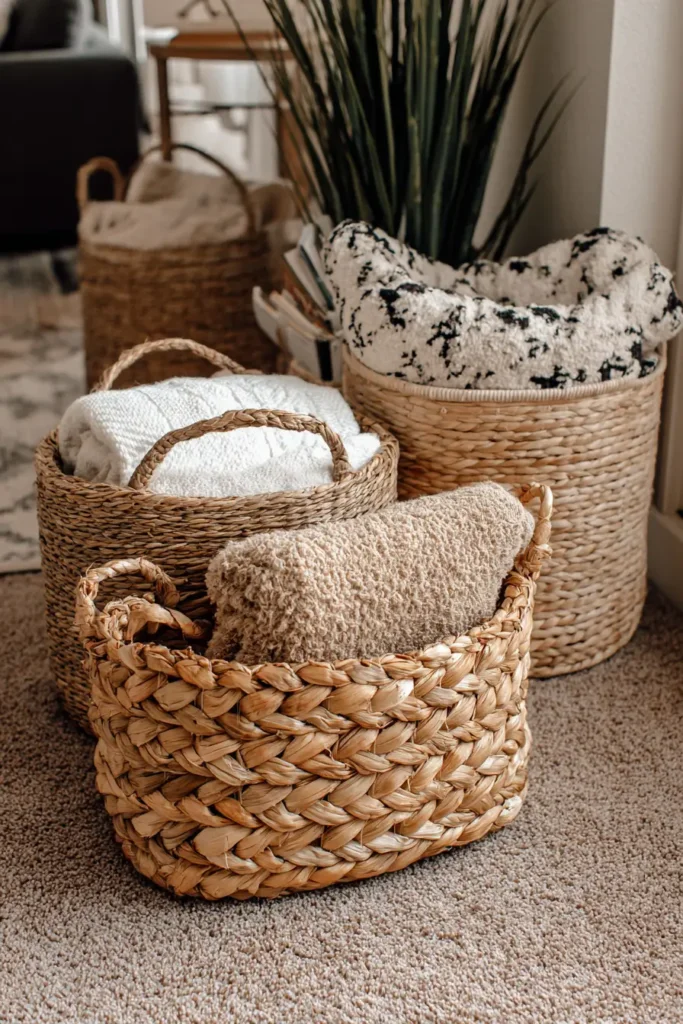 11. Thrifted Baskets for Storage Styling