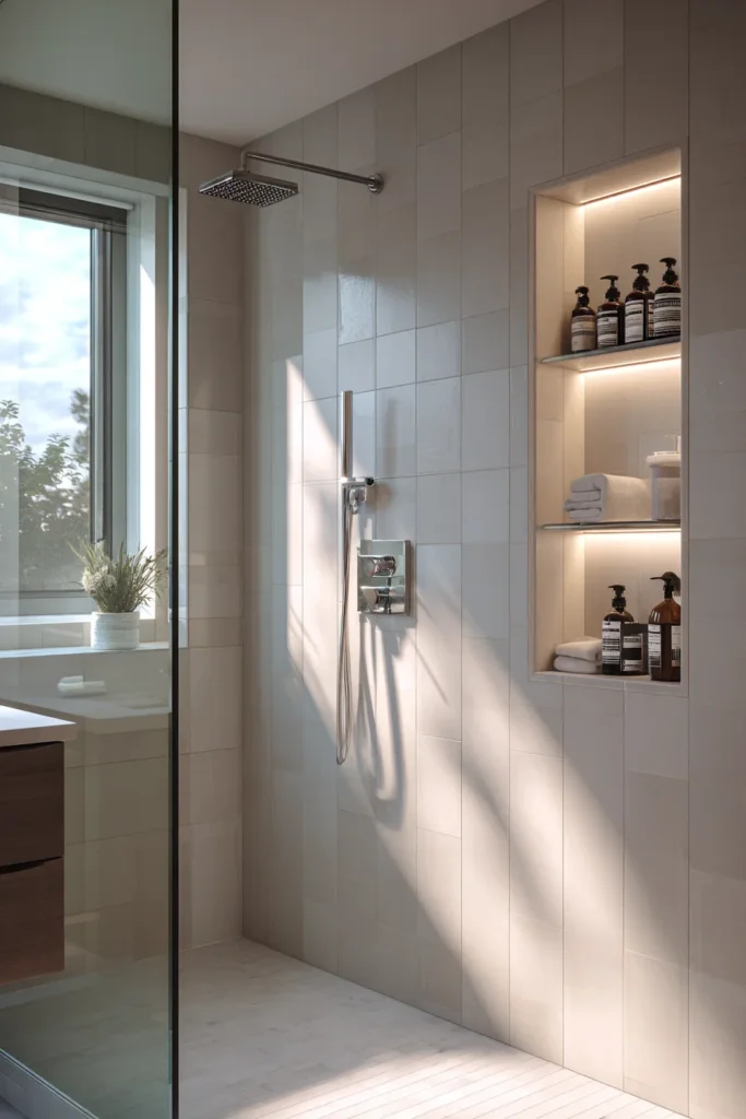 Built In Storage Niche for a Cleaner Space