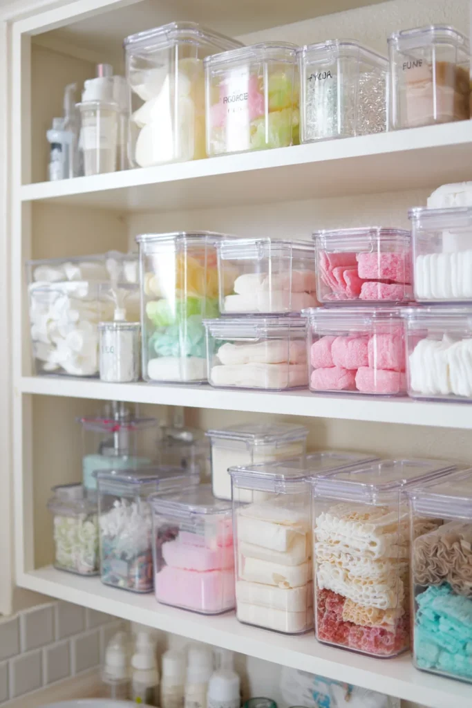 12. Clear Containers for a Clean Visual Look