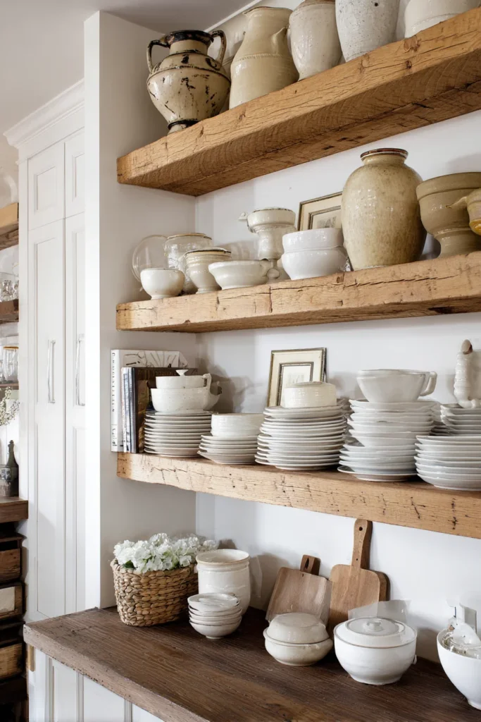 12. Show Your Storage with Open Wood Shelving