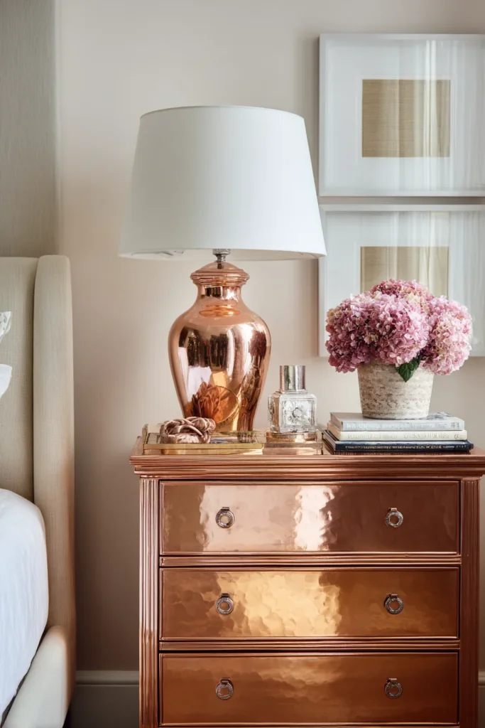 13. Incorporate Metallic Accents (Brass, Copper, Silver)