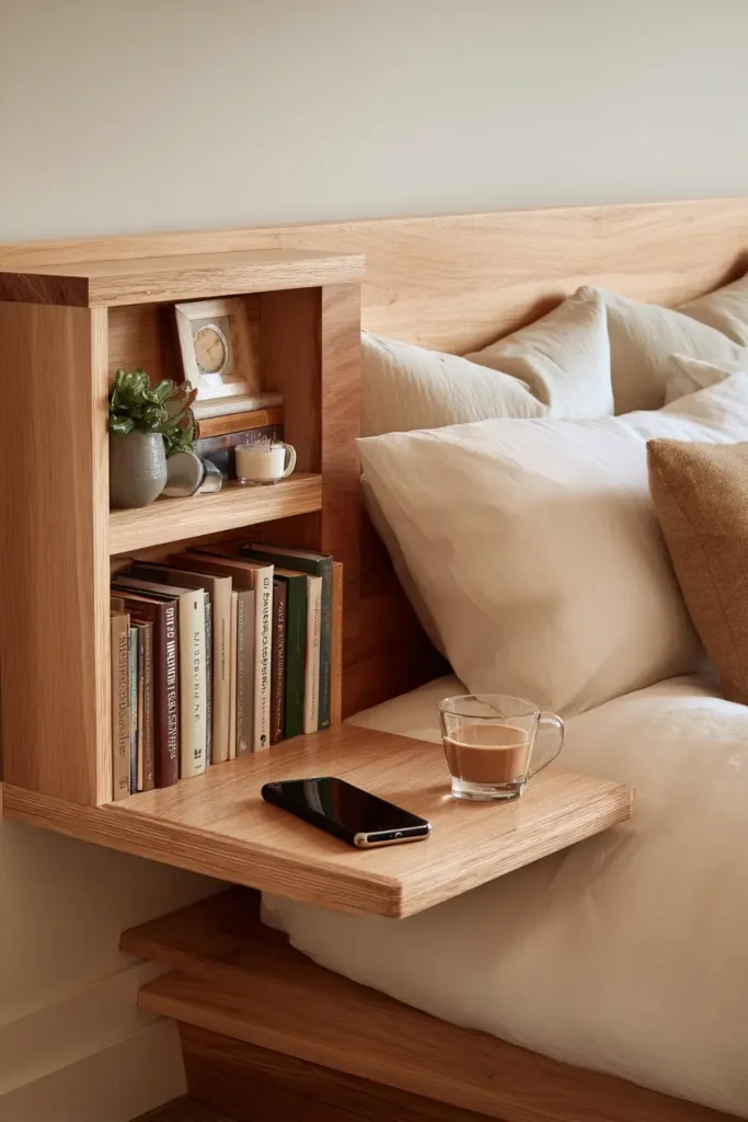 14. Get a Headboard with a Shelf and a Lip