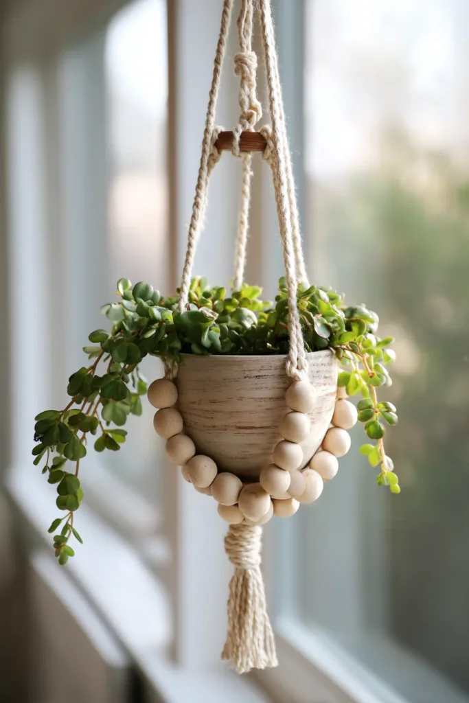 15. Beaded Plant Hangers (Dollar Tree Hack)
