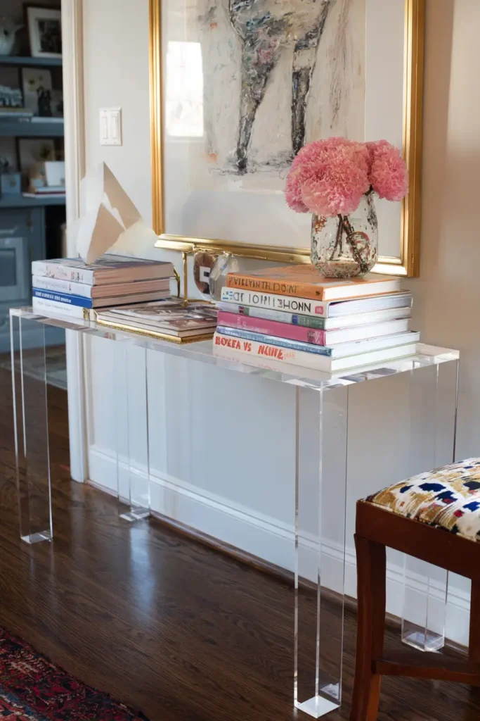 15. Put Transparent Acrylic Legs on a Desk or Console