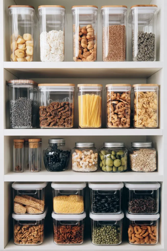 15. Use Clear, Stackable Containers for Pantry