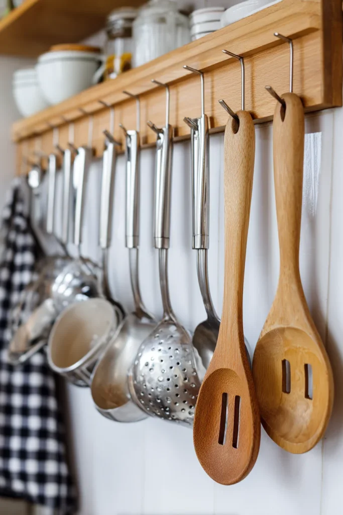 15. Wall Mounted Hooks for Utensils