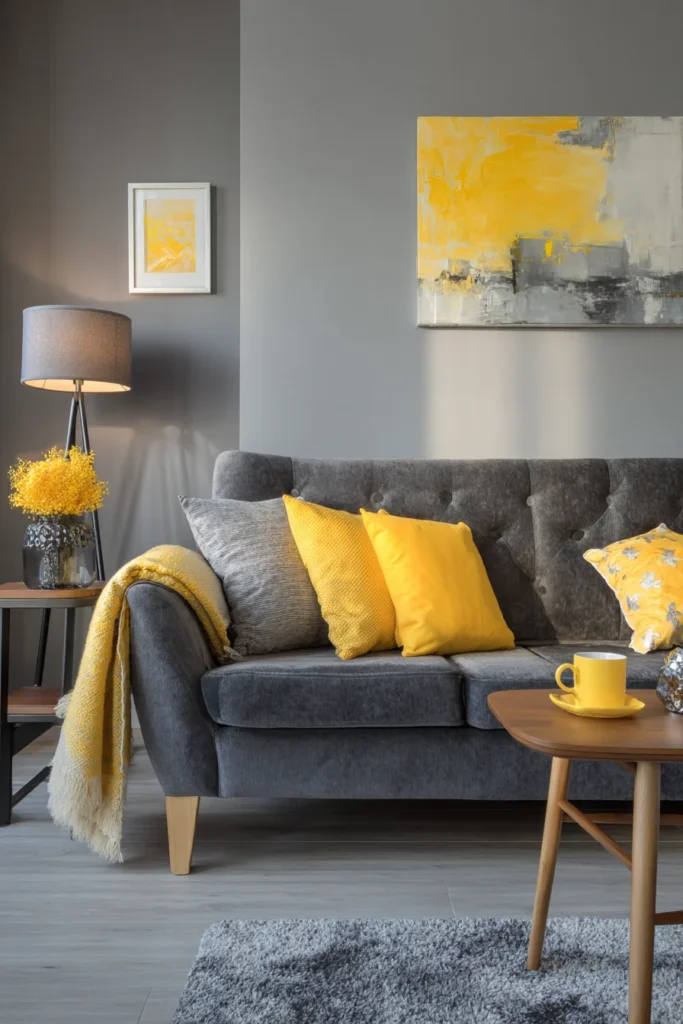 15. Yellow and Grey for a Balanced Look