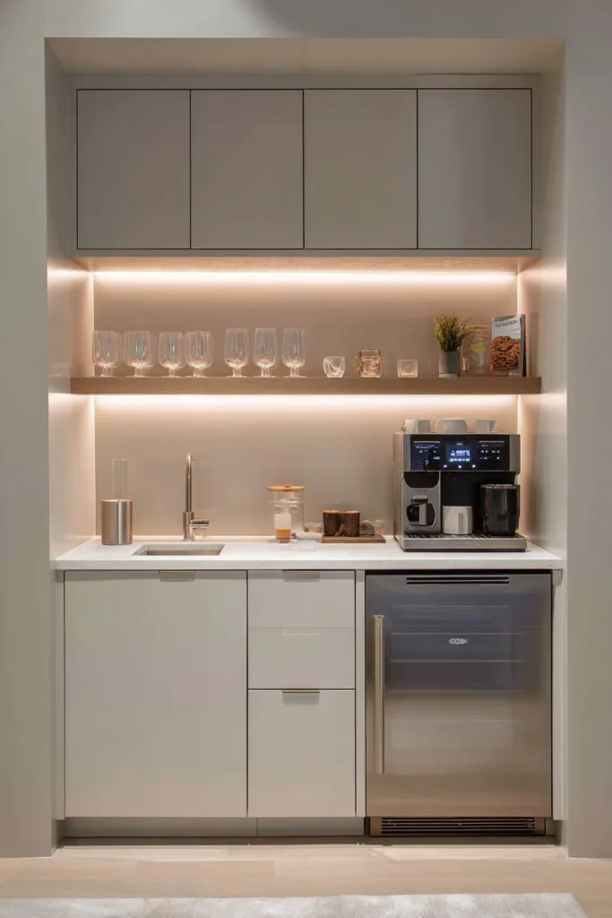 Basement Wet Bar Setup for Light Cooking