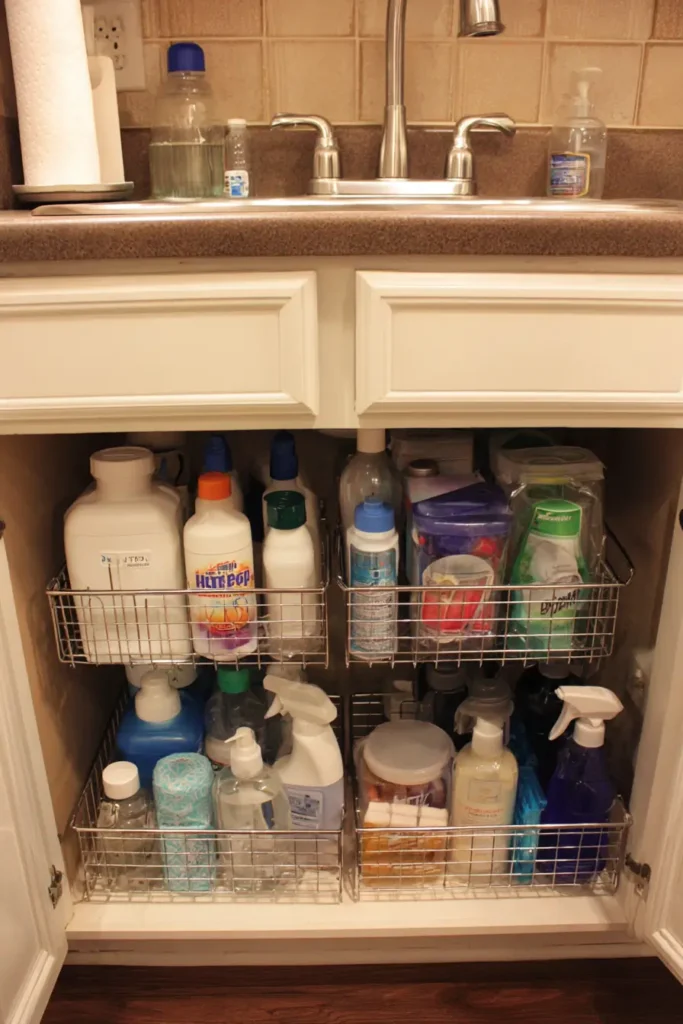 2. Under sink shelves that fix wasted space
