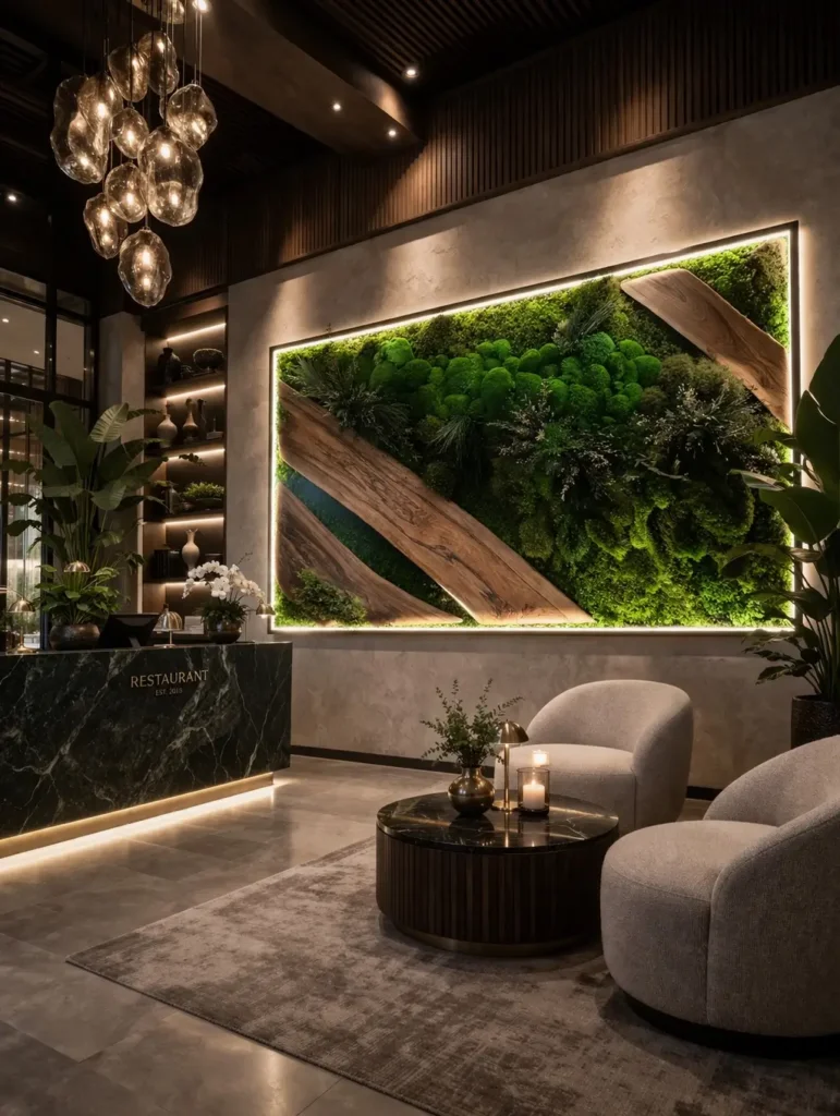 3. Moss wall art brings a calm vibe