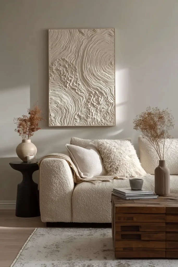 3. The 3D Textured Round Wall Art That Creates Shadows