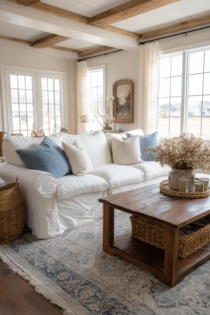 4. USE SLIPCOVERED SOFAS FOR A SIMPLE LOOK